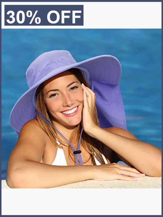 UPF 50+ Wide Brim Sun Hat with Neck Flap Packable Lightweight main image 5